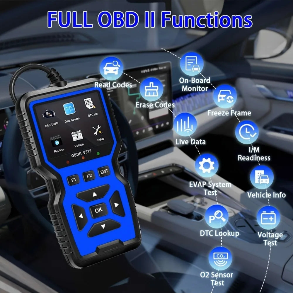 OBD2 Scanner Live Data Professional Mechanic OBDII Diagnostic Code Reader Tool For Check Engine Light Battery Voltage Testing