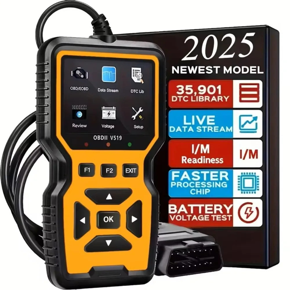 OBD2 Scanner Live Data Professional Mechanic OBDII Diagnostic Code Reader Tool For Check Engine Light Battery Voltage Testing