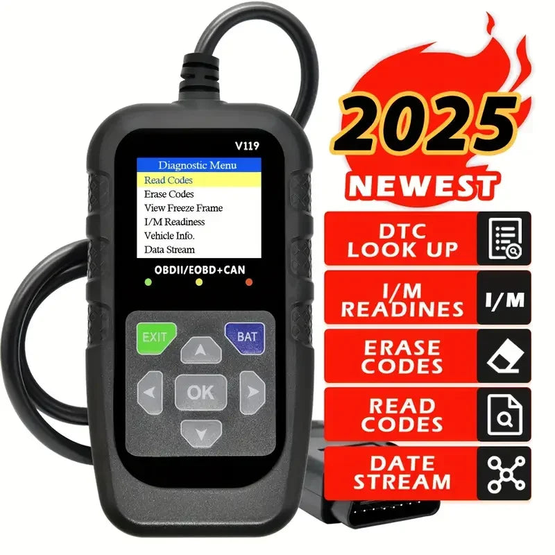 Obd2 Scanner Diagnostic Tool with Voltage Tester, Obdii Engine Fault Code Reader, Eobd + Can Charging Tester, Insulation, Automo