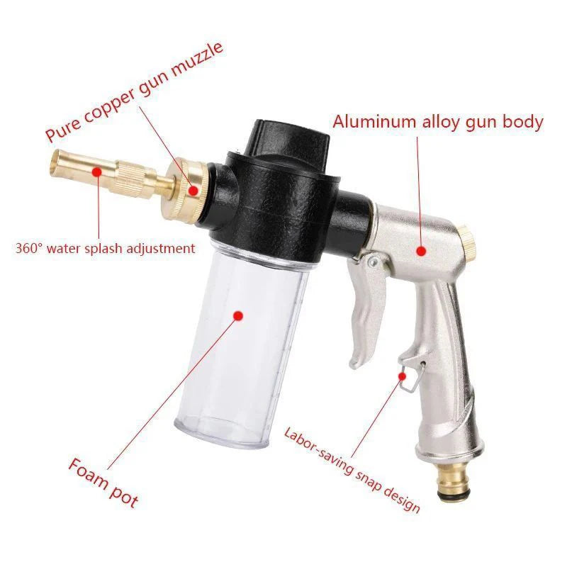 High Foam Pressure Spray Water Gun Washing Garden Watering Hose Nozzle Sprinkler Car Cleaning Wash Tool Metal Washer Guns ﻿