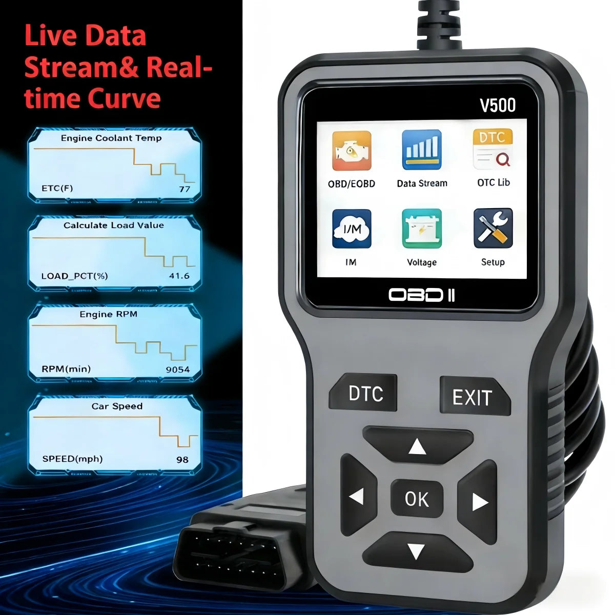 Obd2 Diagnostic Scanner with the Ability to Read and Clear Fault Codes, Check I/M Readiness Status, Vehicle Information, and Voltage Testing - Compact and Durable Design, Compatible with All Obdii/Eobd Cars, Trucks, and Suvs
