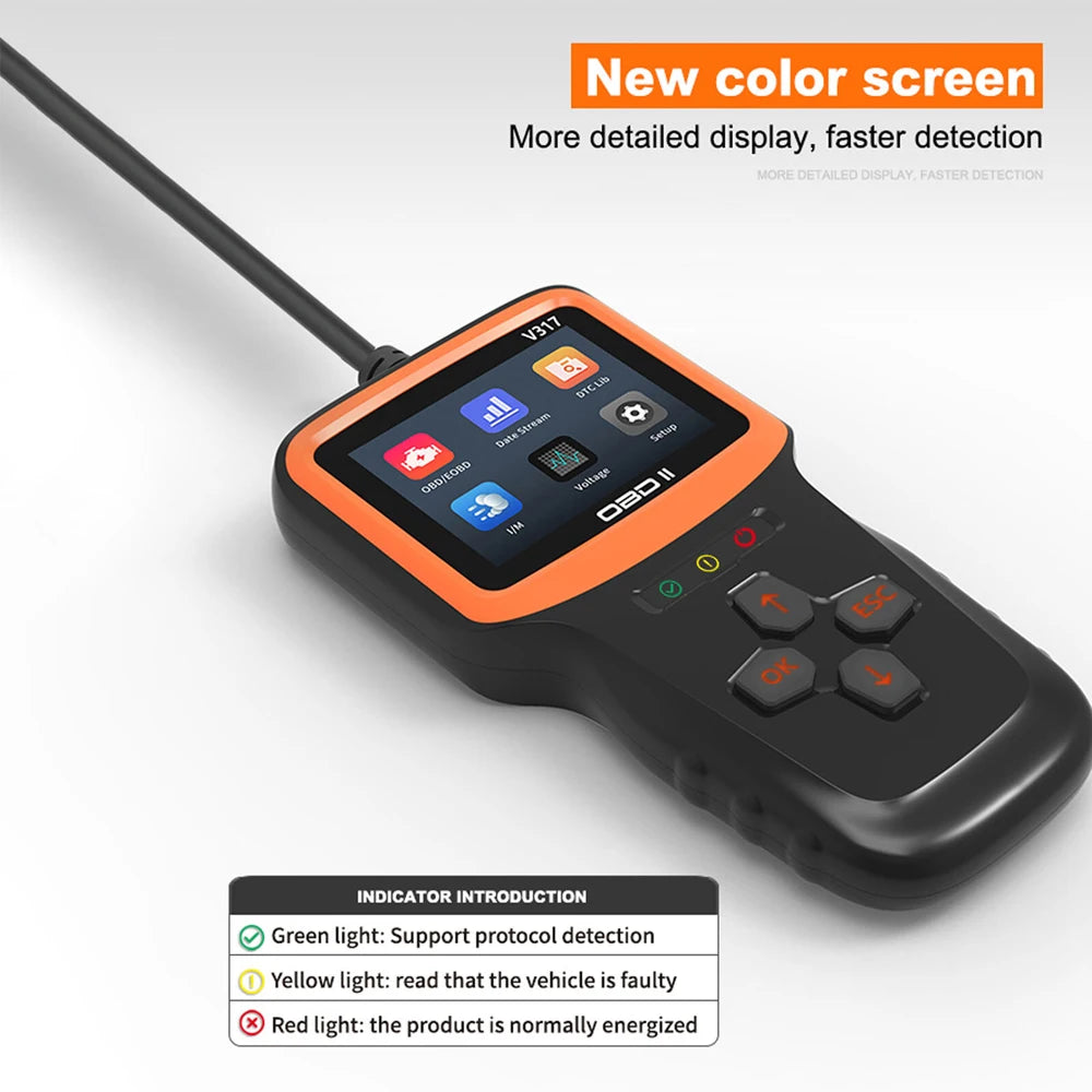 OBD II EOBD V317 OBD 2 Automobile Car Fault Detector Oxygen Sensor Test Engine Fault Diagnosis Car Diagnostic Tool