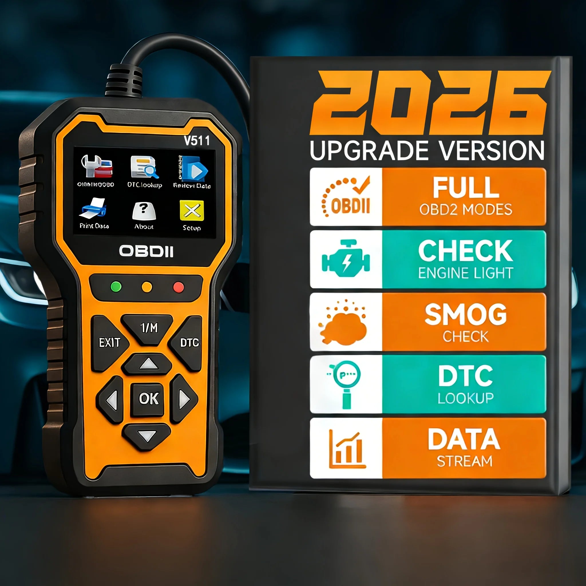 OBD2 Car Diagnostic Tool|Checks car engine fault lights and clears error codes|Suitable for all OBDII/EOBD cars from 1996onwards