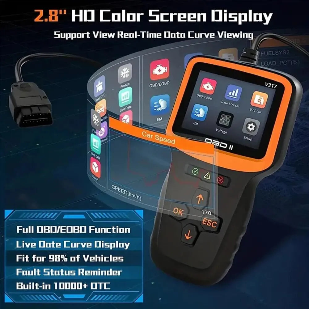 OBD II EOBD V317 OBD 2 Automobile Car Fault Detector Oxygen Sensor Test Engine Fault Diagnosis Car Diagnostic Tool